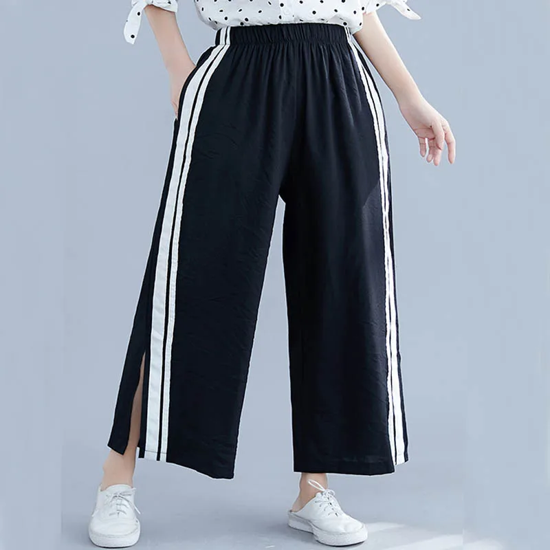 Summer Cropped Wide leg pants women Oversized 5XL 6XL 7XL 8XL pants women green black colors