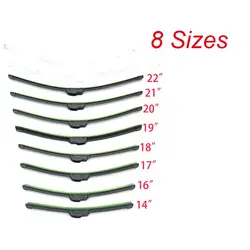 Universal U-type Soft Frameless Bracketless Rubber Car Windshield Wiper Blade 14 16 17 18 19 20 21 22 24 26 Inch Car Accessories