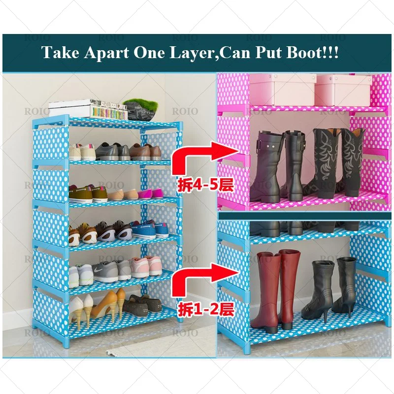 Simple Shoe Rack DIY Removable Boots Sneakers Shelf Saving Space Hallway Shoe Organizer Stand Holder Dustproof Shoe Cabinet