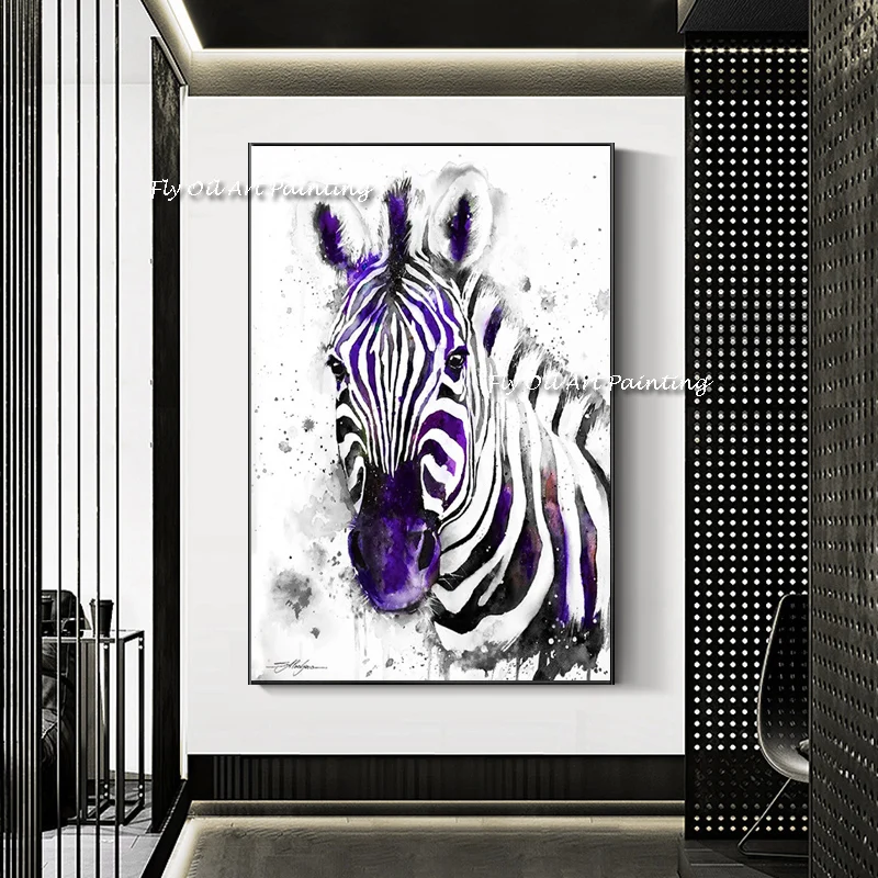 

Artist Pure Handmade Animal Zebra Oil Painting on Canvas Special Horse Pictures Colorful Zebra Mural Painting for Wall Decor