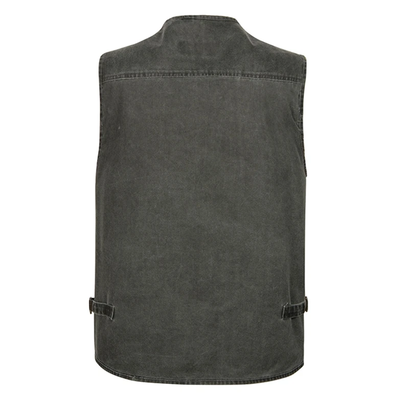 Plus Size 6XL 7XL Male Casual Summer Cotton Denim Vest Men\'s Sleeveless Jacket Multi Pocket Photograph Waistcoat Chaleco Hombre