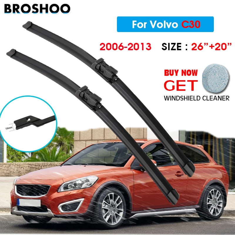 

Car Wiper Blade For Volvo C30 26"+20" 2006-2013 Auto Windscreen Windshield Wipers Blades Window Wash Fit Push Button Arm