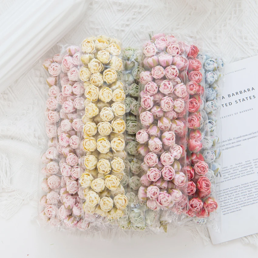 18PCS Artificial Flowers Foam MINI Roses Bouquet Home Garden Decoration Christmas Garland Handmade Candy Box Decorate Wedding