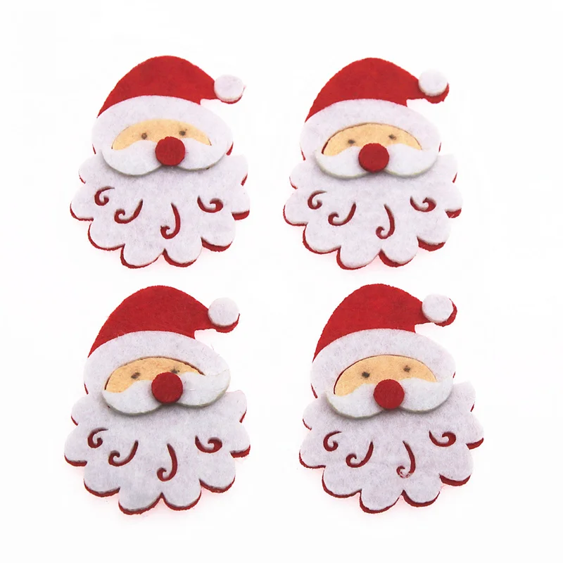 4.5CM 10pcs Non-woven Patches Father Christmas Felt Appliques for Clothes Sewing Supplies diy craft ornament