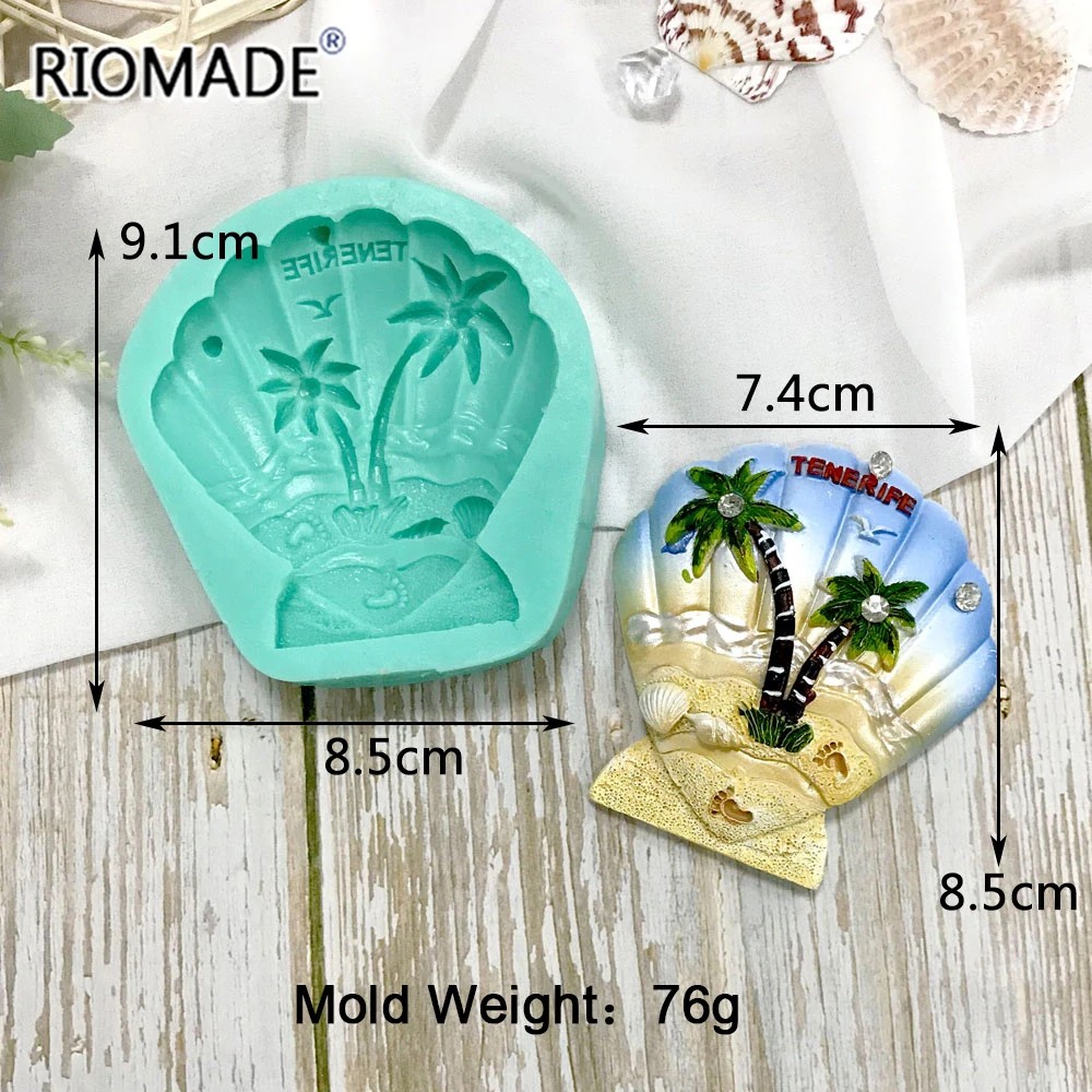 Shell Silicone Mold Tropical Beach Landscape Coconut Tree Sailboat Styles Fondant Cake Decorating Tools Dessert Chocolate Mould
