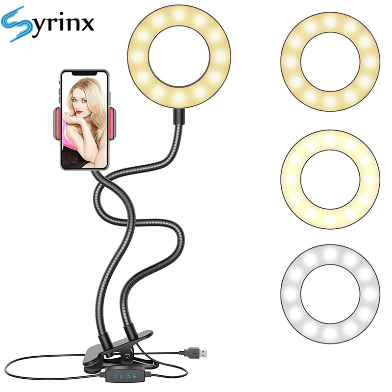 Cell Phone Mobile Holder for Youtube Live Stream Makeup Camera Lamp for iPhone Android Photo Studio Selfie LED Ring Light Stand