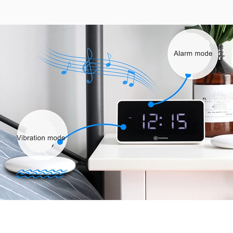 Vibration Speaker Table Alarm Clock Bed Shaker Deaf USB Charger Large Dimmable LED Screen New