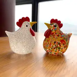 Colorful Crystal Glass Rooster Turkey Animal Figurines Cock Chicken Miniature Hand Blown Modern Miniatures Home Decor Xmas Gift