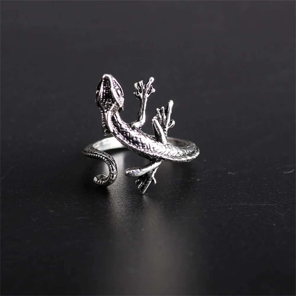 Retro Lizard Ring for Men Women Vintage Animal Adjustable Opening Finger Ring Party Jewelry Accessories Gift Gothic Decor