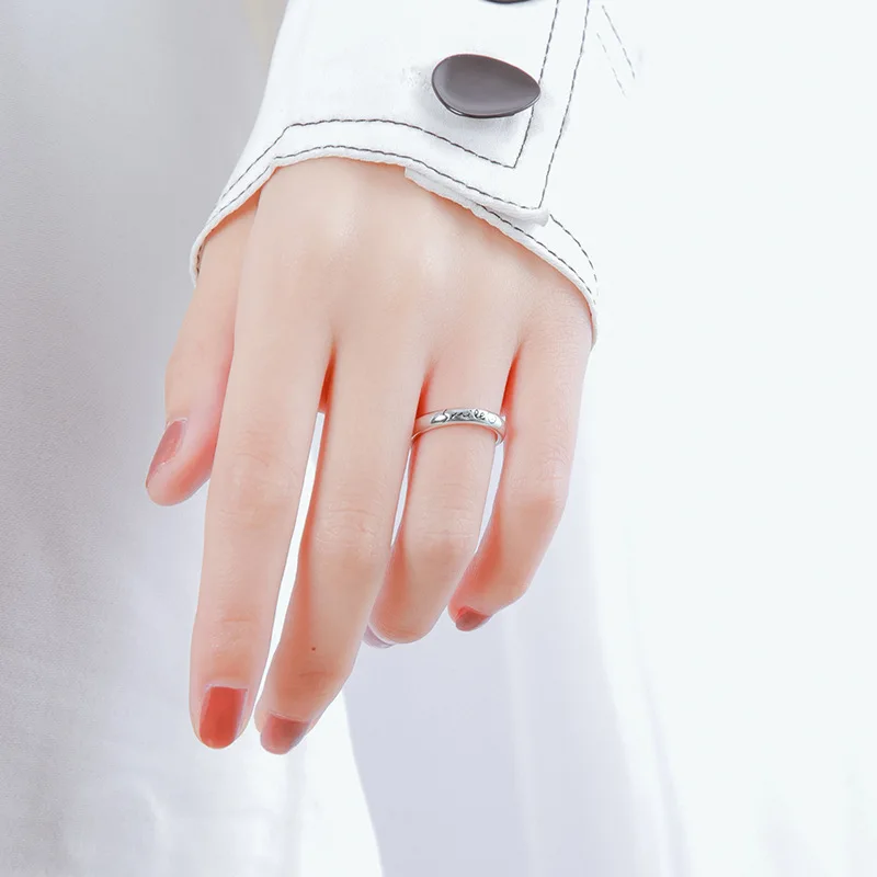 925 Sterling Silver Smiling face Open Rings For Women Vintage Style Lady Prevent Allergy Sterling-silver-jewelry