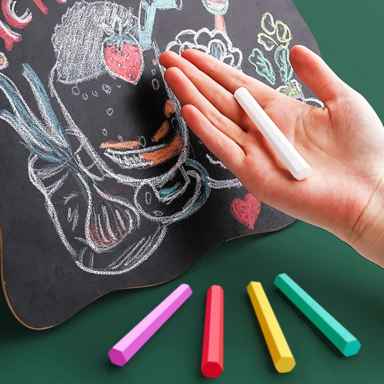 100 قطعة قابل للغسل الملونة بلا غبار طباشير مع 5 قطعة الطباشير حامل كليب و 1 قطعة ممحاة للمدرسة مكتب السبورة الزجاج