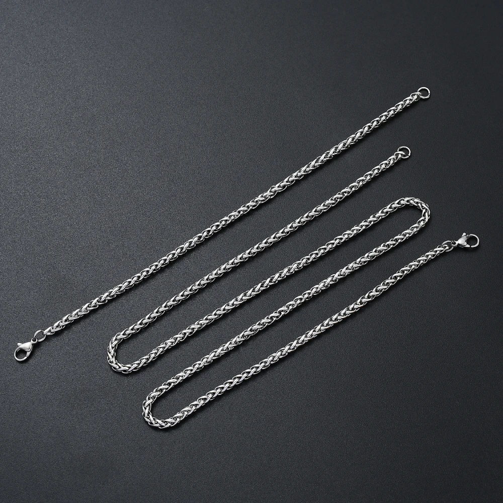 Low Price Stainless Steel Fashion Jewelry Set Keel Chain Necklace & Bracelet For Men Hip Hop Rock Style Jewelry drop shipping