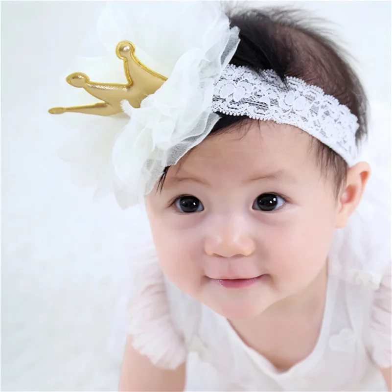 2020 New Crown Flowers Hairbands Girls Headwear Children Headbands Elastic Hair Band Kids Hair Accessories