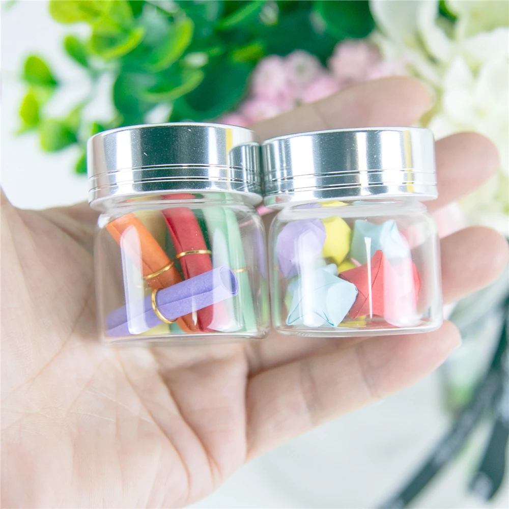 20ml Limpid Glass Container have Screw Plastic Lid with Silver Tangent Cute Wishing Craft Vial Refillable Travel Bottles 24Pcs