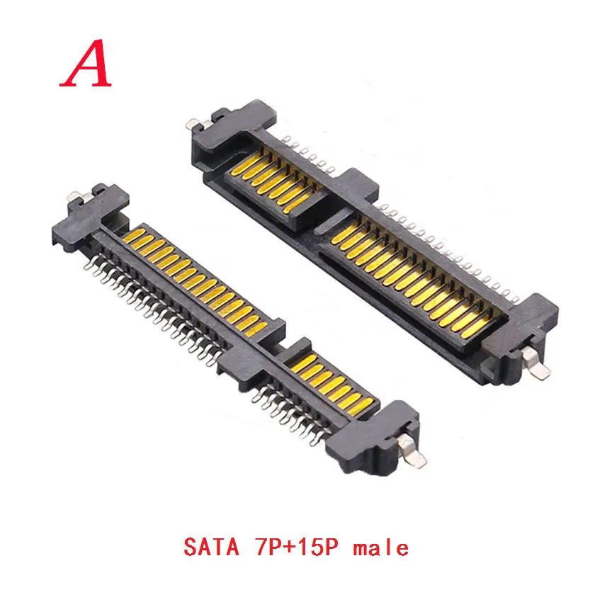 5-100PCS SATA Interface Socket SSD Solid State Drive Seat 7+15P 22PIN Male Seat Sinking Plate Patch Type Connector Port