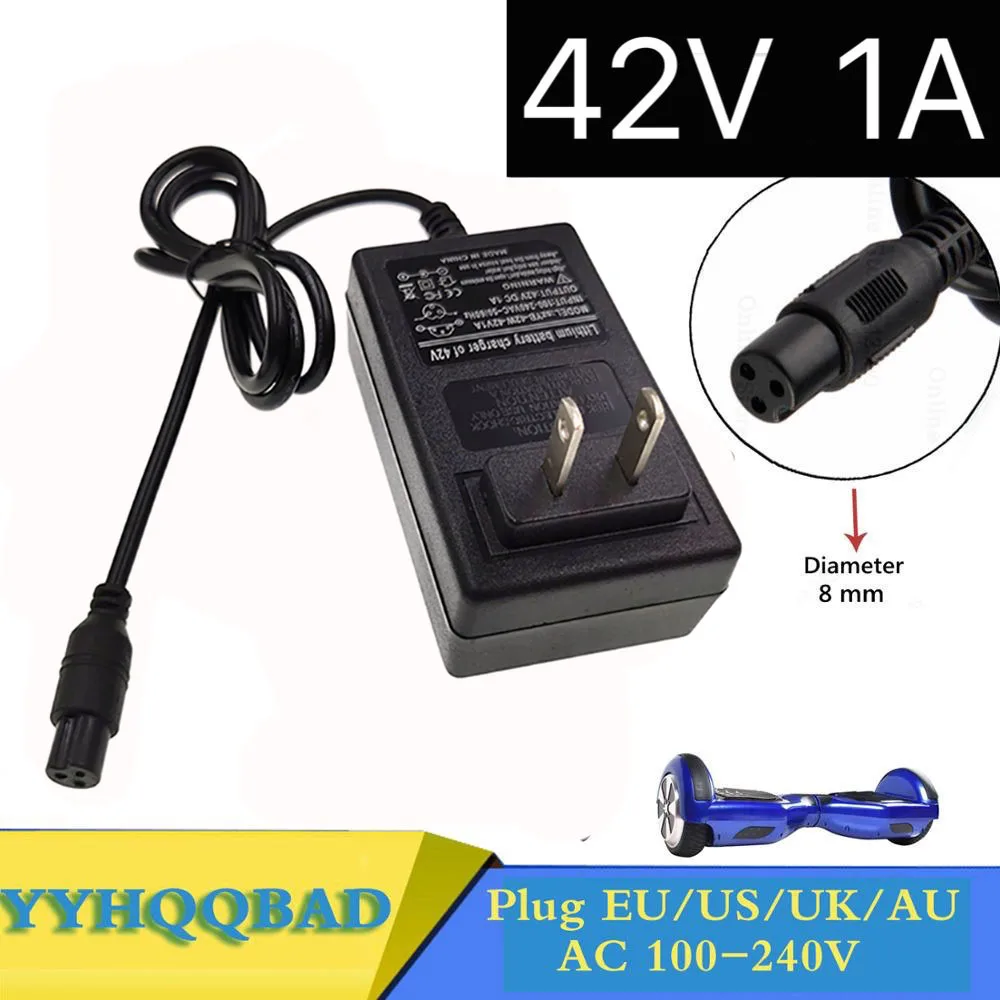 42V 1A Universal Battery Charger for 36v li-ion battery pack with 3 prong GX12 Connector