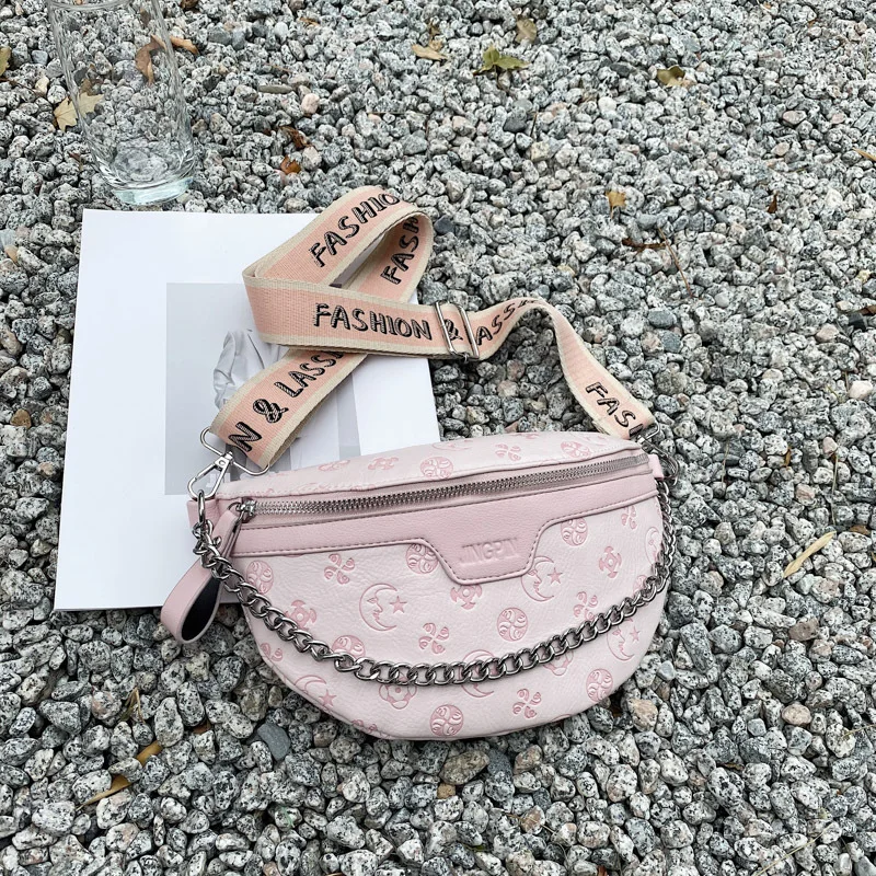 

Women's bag spring/summer 2021 new wide shoulder saddle bag Korean fashion printed shoulder slung chest bag waist bag female