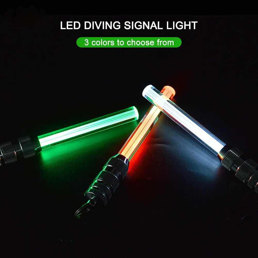 Underwater Scuba Diving Safety Signal Light LED Fluorescent Stick Warning Flashing Light Bar Green/Red/White