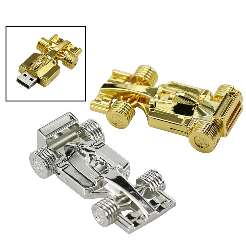 

New Metal Mini F1 Racing Car Usb Flash Drive Silver Formula Car Pen Drive Memory Stick 4GB 8GB 16GB Car Key Flash Memory Stick