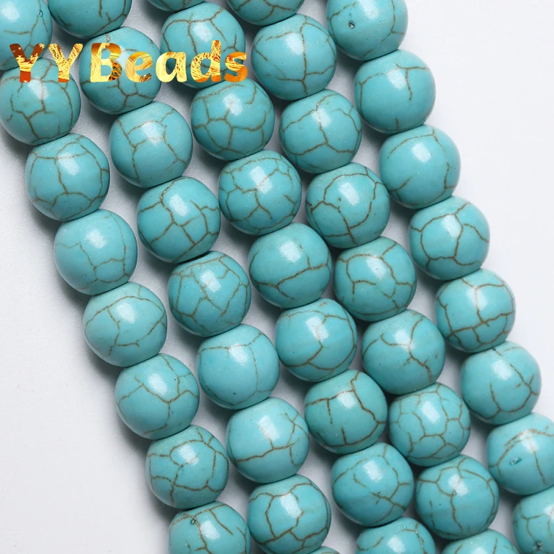 Blue Howlite Turquoises Stone Beads Natural Turquoises Round Loose Charm Beads 4mm-12mm For Jewelry Making DIY Bracelet Ear Stud