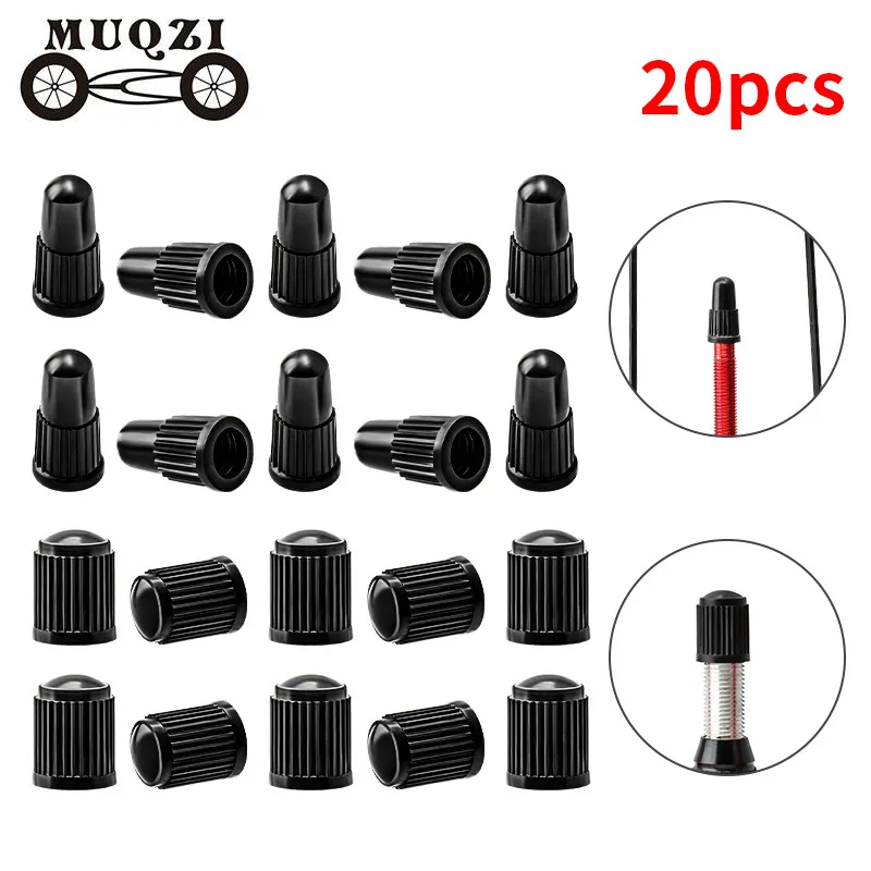 MUQZI 20PCS Bike Tire Valve Caps Presta Schrader Tubeless Rim Valve Dust Stem Covers MTB Road BMX Bicycle Accessories