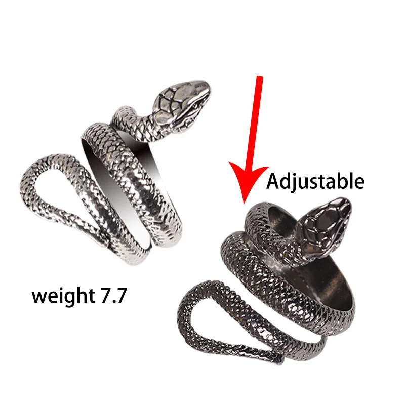 Fashion Retro Couple Snake Ring Adjustable Opening Anillos Hip-hop Rock Men And Women Ring Jewelly Jewelry