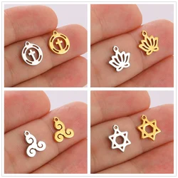 Teamer 5pcs Star of David Triskele Cross Charms for Necklace Bracelet Making Stainless Steel Pendant DIY Jewelry Findings Wicca