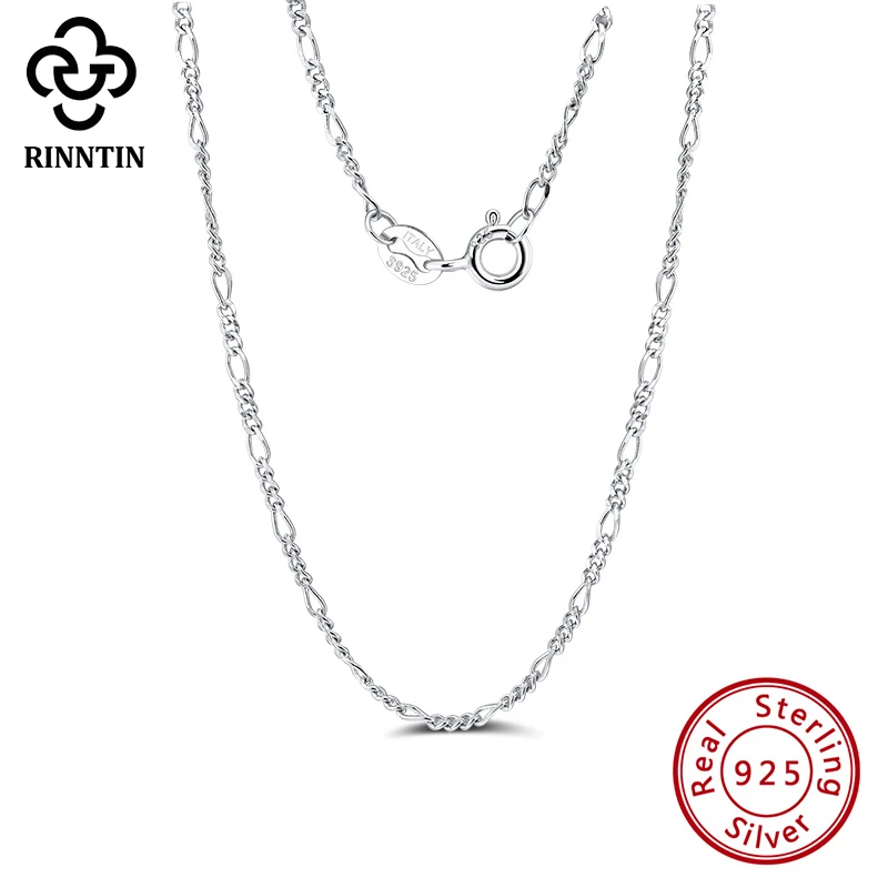 Rinntin Women Men Diamond-Cut 1.7mm Figaro Link Chain Necklace 925 Sterling Silver 40cm/45cm/50cm Chain Female Jewelry SC27