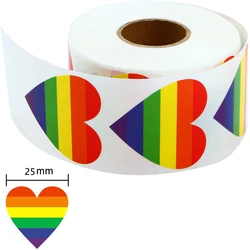 50-500 Piece Gay Pride Stickers Love Pride Rainbow Stickers Love Heart Baking Sticker 1Inch Love Rainbow Heart Shaped  Tape