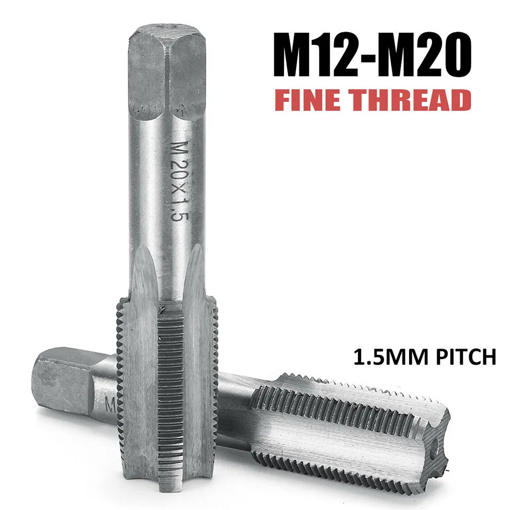 Torneira de Rosca Direita Fluted Reto Fine Threaded Metric Hand Tap Ferramenta de Aço de Alta Velocidade Pitch M14 M16 M18 M20 Par