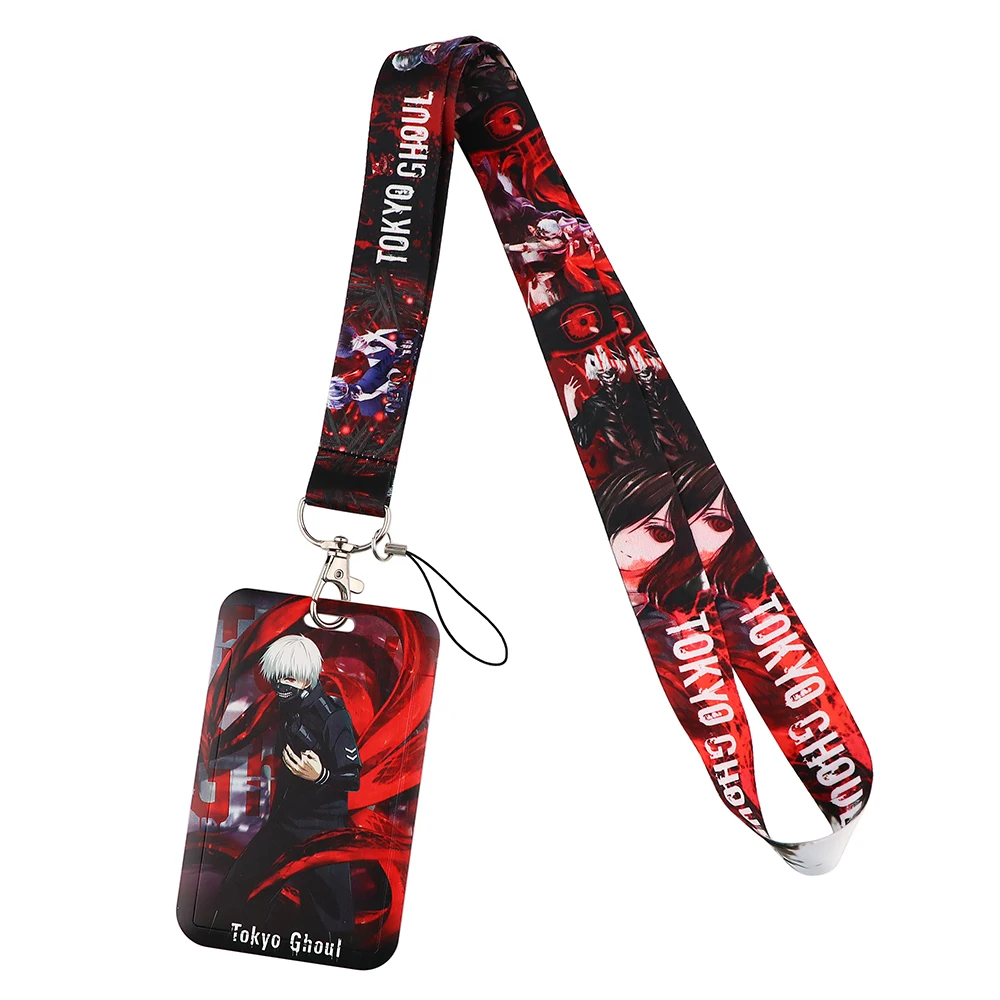 Anime Tokyo Ghoul Porta carte con cordino Studente appeso al collo Cordino per cellulare Porta carte di accesso per metropolitana