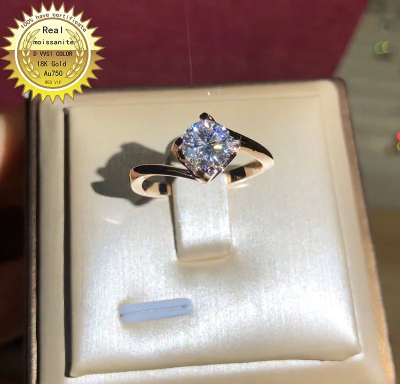 

18K goldr ring 1ct DVVS moissanite ring Engagement&Wedding Jewellery with certificate 0065