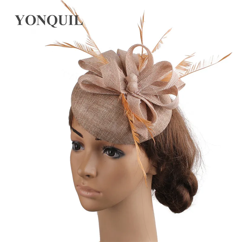 Bridal Feathers Fascinators Wedding Hats Womens Ladies Race Headwear With Hair Clips Chapeau Cap Race Fashion Hair Accessories