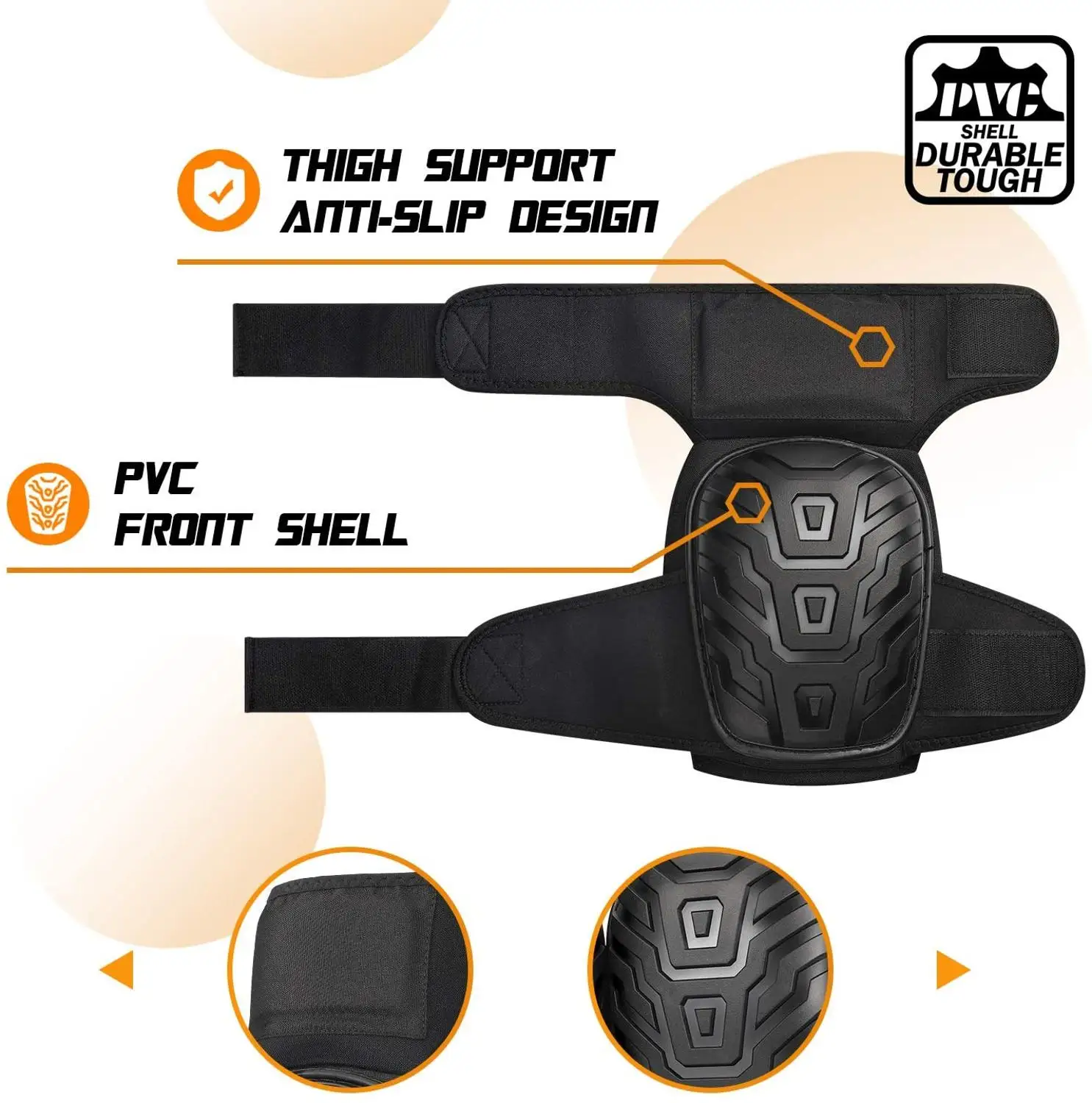 Knee Pads for Work with Heavy Duty Gel Cushion and Adjustable Non-Slip Velcro Straps Kneepads Perfect for Gardening, Flooring