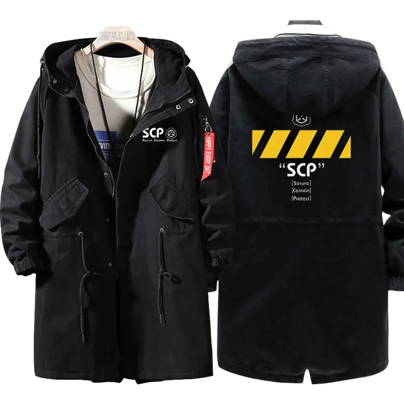 New Special Containment Procedures Foundation Hoodie Game SCP trench coat Men fashion cotton zipper Overcoat Jacket