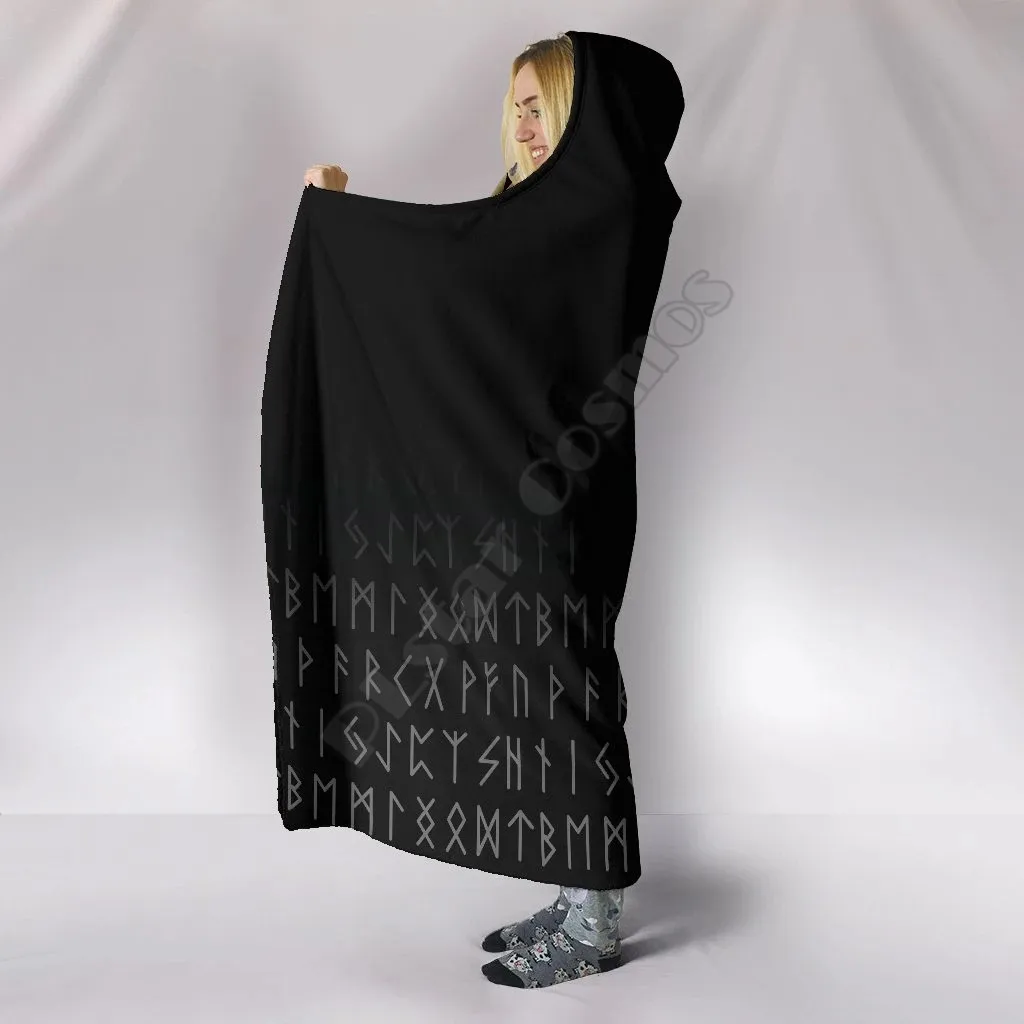 Viking Style Odin Raven Hooded Blanket 3D All Over Printed Wearable Blanket Adults For Kids Hooded Blanket