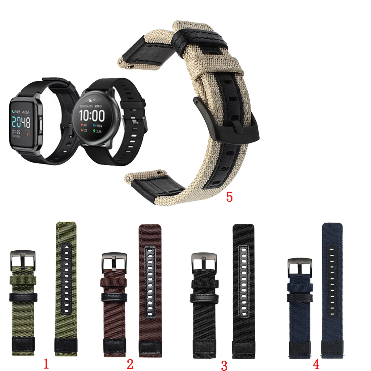 Correa de nailon tejido para reloj inteligente Haylou LS02 LS01, repuesto de pulsera deportiva de 20mm para Venu SQ