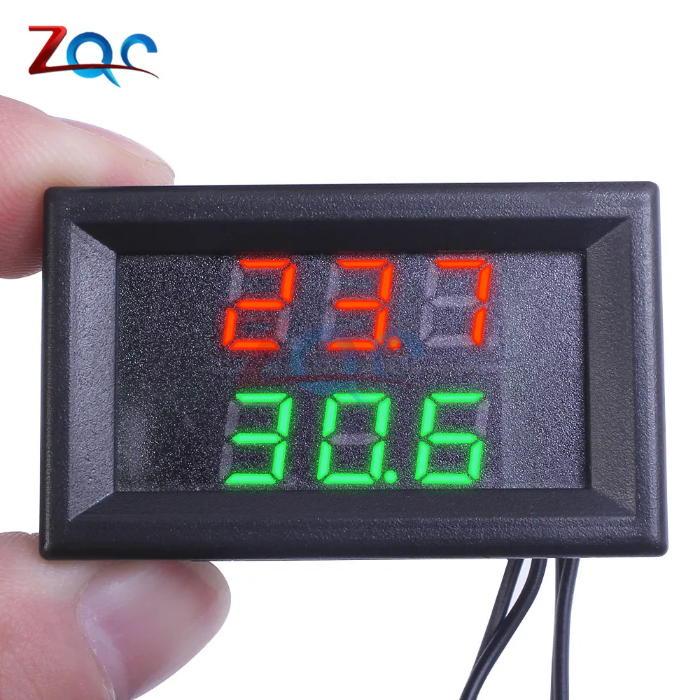 DC 4V-28V Mini Dual Display Digital Thermometer Dual NTC Waterproof Metal Probe Temperature Sensor Tester for Car Room Indoor