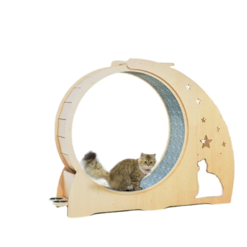 

Solid Wood Multi-function Cat Treadmill Premium Cat Sports Running Wheel of Cat Climbing Rack with Oversized Roller