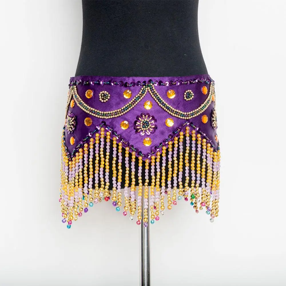 Belly dance hip scarf for women Fringe Bead belt Practice clothes belly dancing hip belt bellydance Hip Scarves dance scarf