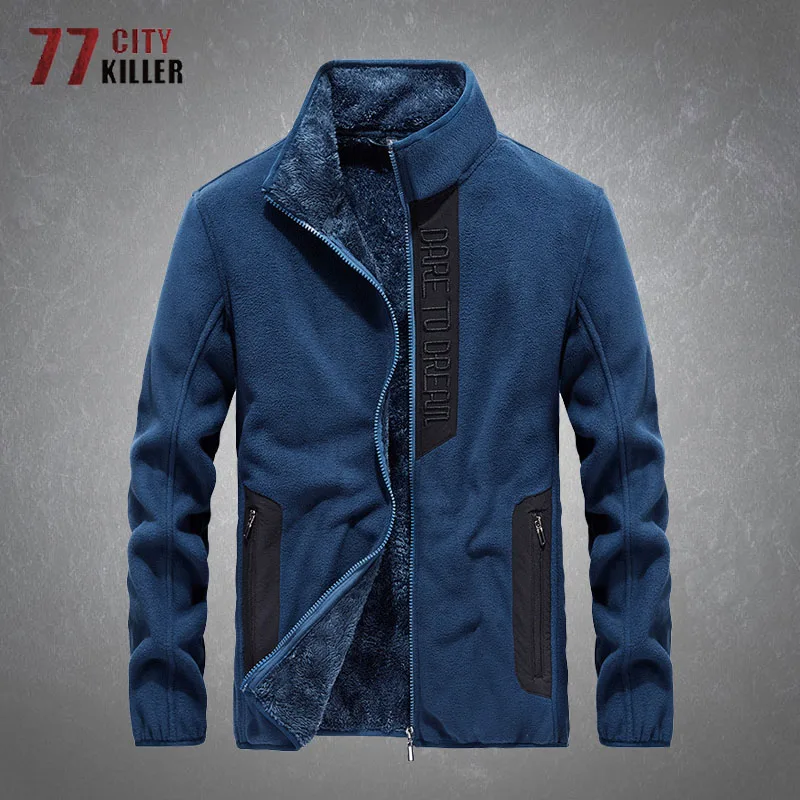 Coral Fleece Jacket Men Spring Autumn Fleece Loose Solid Color Print Outwear Male Casual Bomber Military Tactical Army Jackets