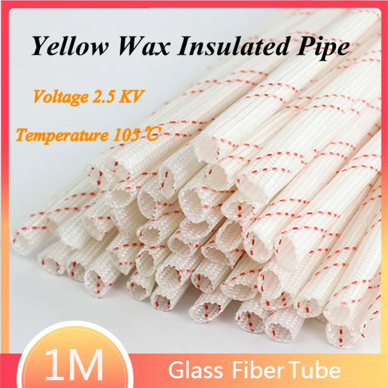 1 Meters Yellow Wax Tube 1mm 1.5mm 2mm 3mm 4mm 5mm  Fiberglass Sleeving High Temperature Insulated Wire Casing Glass Fiber Tube