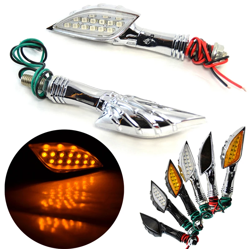 Retro Motorcycle LED Turn Signal Light 12V Amber Blinker Flashing Indicator Light For Honda Yamaha Cafe Racer Scooter