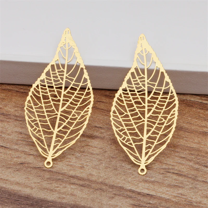 20pcs 43x20mm Gold/silver Color Leaf Pendant Charms Metal Leaf Jewelry Findings for DIY Necklace Accessories