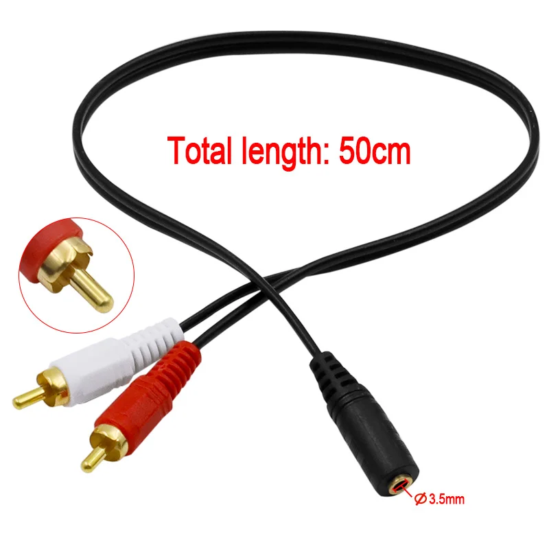 Universal 3.5mm Stereo Audio Female Jack to 2 RCA Male Socket to Headphone 3.5 Y Adapter Cable