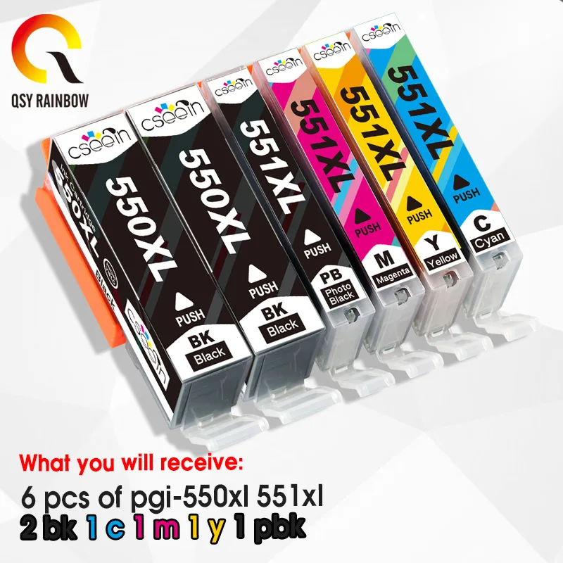 PGI550 CLI551 FOR Canon 10 XL Ink Cartridges PGI 550 CLI 551 for Pixma iP7250 MG5450 MG5550 MG5650 MG5655 MG6350 MG6450 MX925