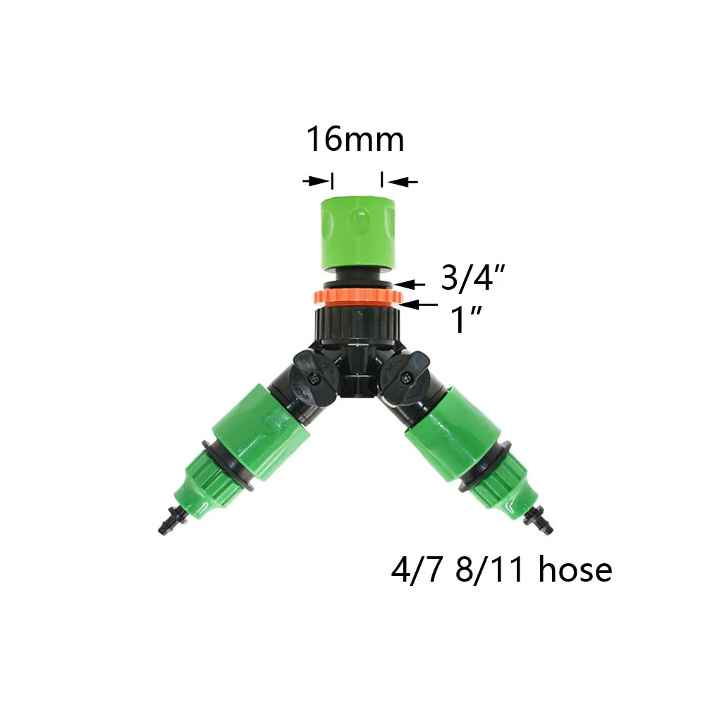 1/2/4 Way kran ogrodowy z mosiądzu z tworzywa sztucznego 4/7mm 8/11mm wąż ogrodowy Splitter Y typu podlewania złącze dystrybutora w celu uzyskania