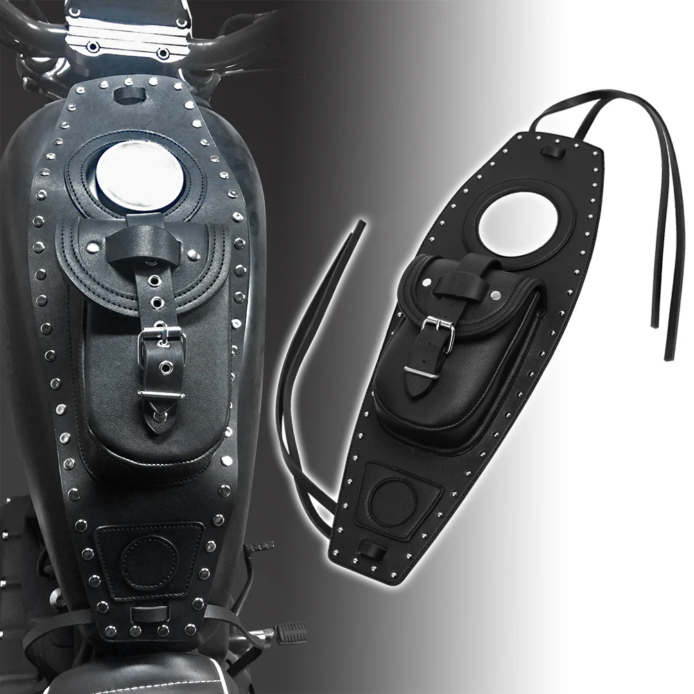 Bolsa de cuero para tanque de combustible de motocicleta, cubierta para Harley Sportster Iron XL 883 1200 Forty Eight Seventy Two