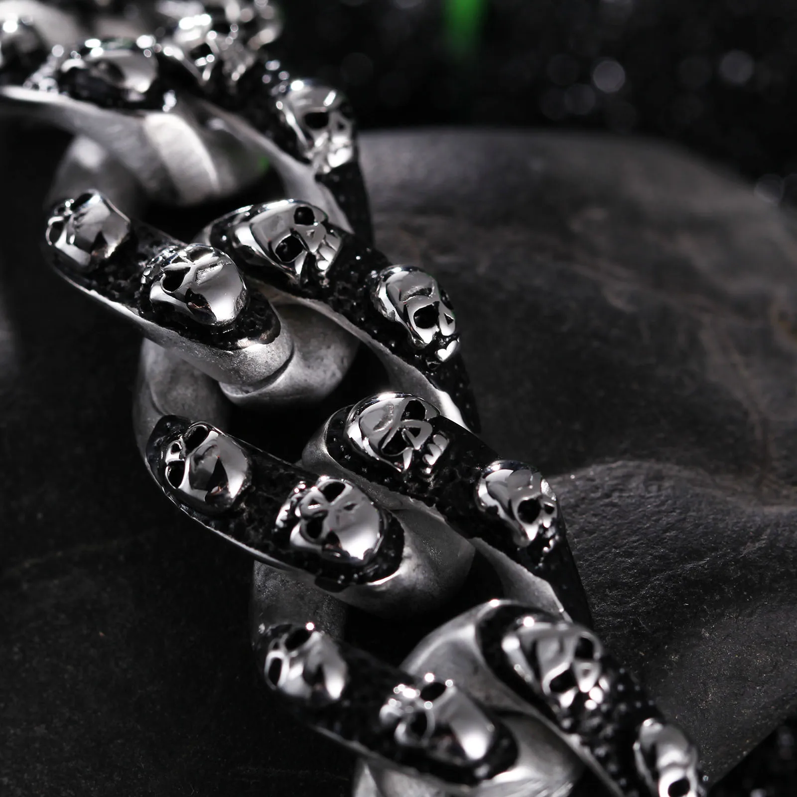 20mm Fashion Male Skeleton Chain Bracelet Stainless Steel Retro Cross Vintage Black All Skull Chain Bracelets Jewelry