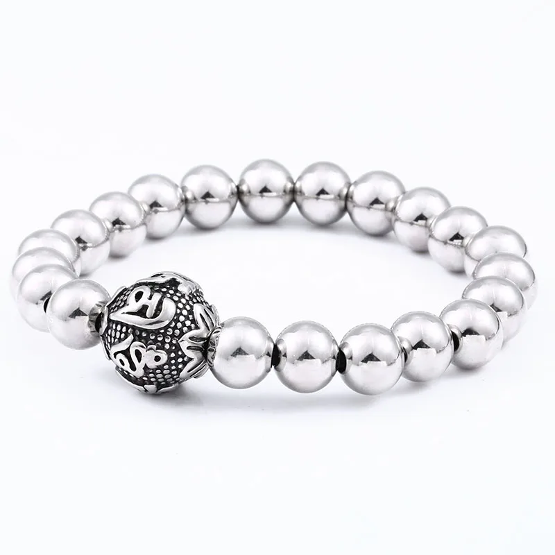 BEIER 316L stainless steel Fashion Mantra Bracelet Brings Luck Men\'s Bracelet Premium Polished Stainless Steel Jewelry